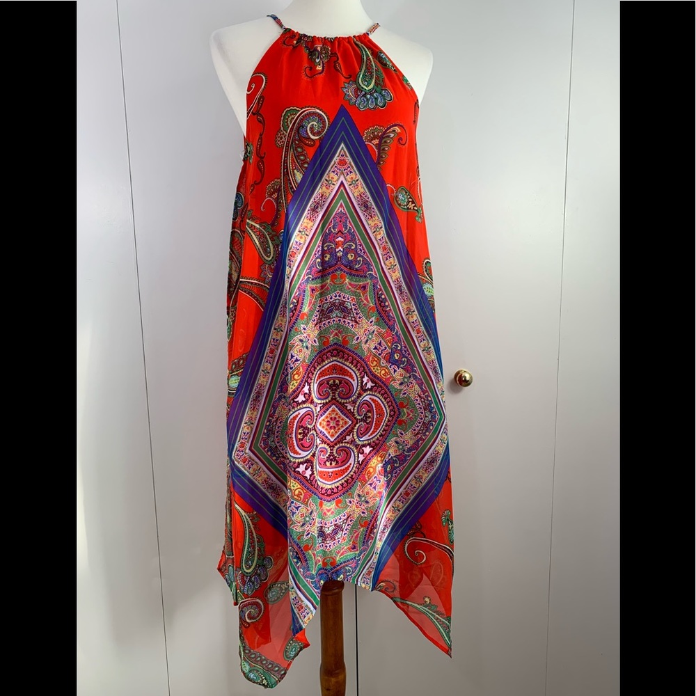 My Michelle M scarf dress red blue flowing